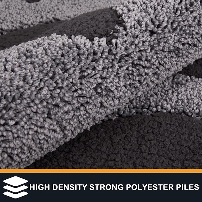 PURRUGS Dirt Trapping Door Mat 24" x 35.5", Non-Skid/Slip Machine Washable Microfiber Entryway Rug, Dog Doormat, Super Absorbent Welcome Mat for Muddy Wet Shoes and Paws, Grey