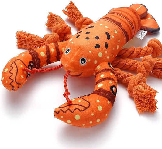 Dog Toys, Dog Plush Toy for Large Breed, Cute Squeaky Dogs Toy with Crinkle Paper, Puppy Chew Toy for Small, Middle, Large Breed (Lobster)