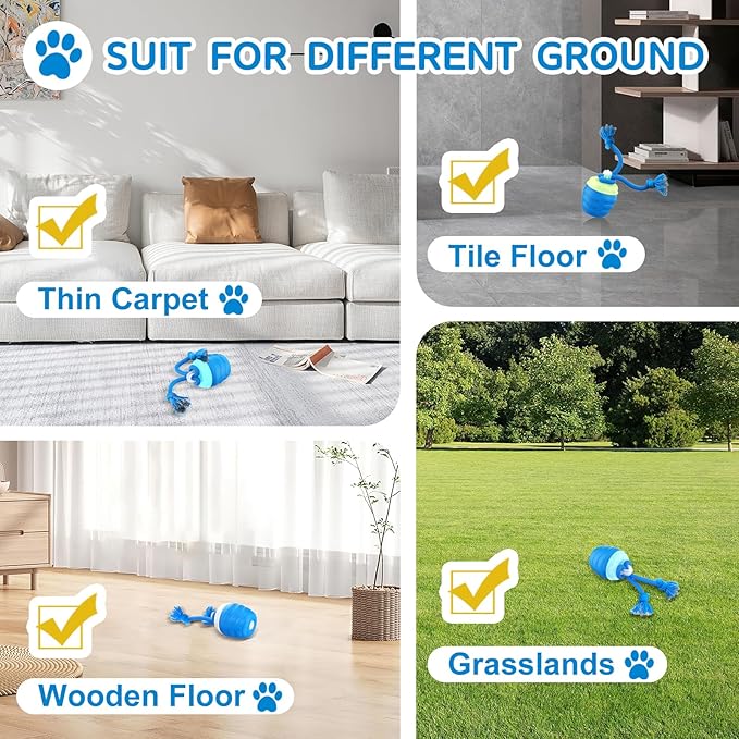 Interactive Dog Toys, [2025 Newly Upgraded] Interactive Dog Ball for Medium/Large Dogs, Automatic Moving Dogs Toy Wicked Ball for Boredom & Training, Play Music, USB Rechargeable(Blue)