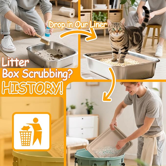 Disposable Litter Boxes for Cats Leak-Proof: 9-Pack Odor Control Sustainable Large Kitty Tray for Travel/Indoor Use
