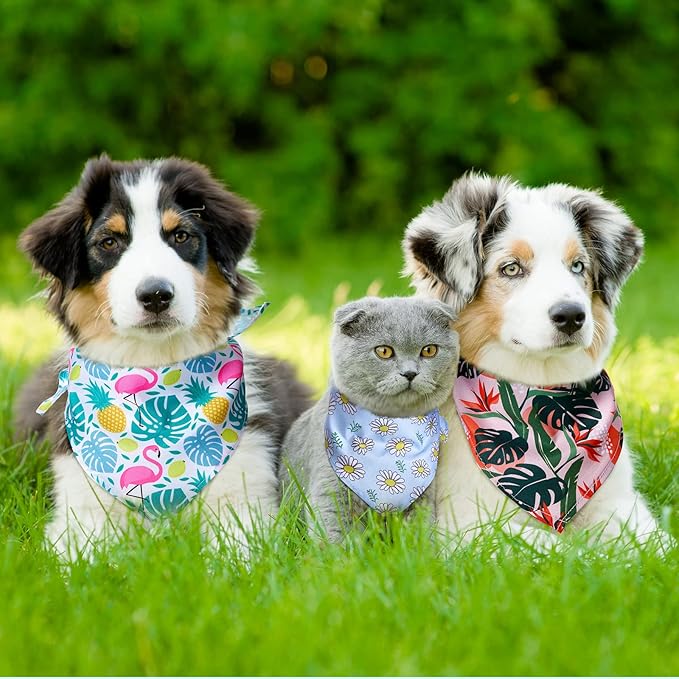 Amylove 120 Pcs Halloween Dog Bandanas Bulk Thanksgiving Day Holiday Triangle Dog Pack Puppy Kerchief Bandana Adjustable Pet Scarf for Pet Cat Costume Accessories Decor(Flower)