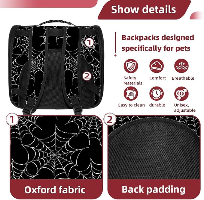 Spider Web 3 (2) Traveler Backpack Pet Carriers for Cats and Dogs