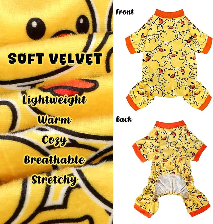 Dog Pajamas Soft Lightweight Dog Onesies Outfit Clothes for Small Medium Large Puppy Pjs for Pet Boys Girls Dogs Cats (XXL (Back: 17.8",Chest: 22.8", Neck: 13"), Duck)