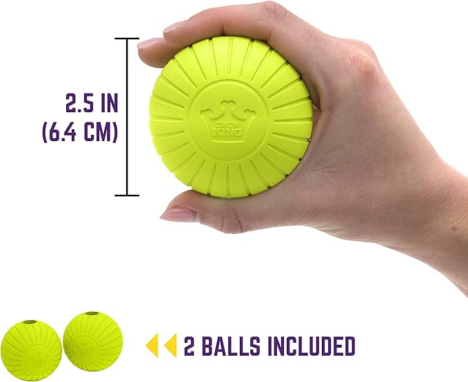 Chew King Supreme Rubber Fetch Balls - Extremely Durable Natural Rubber Toy, 2.5 inch, Yellow (CM-10066-CS01)