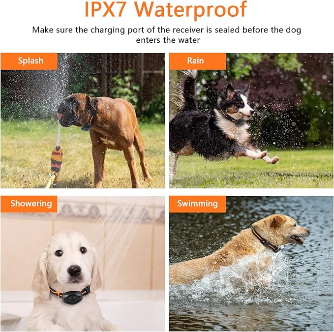 Dog Training Collar, IPX7 Waterproof Dog Shock Collar with Remote Control Range 1300ft, 3 Training Modes, Beep, Shock, Vibration, Rechargeable Shock Collar for Large Medium Small Dogs