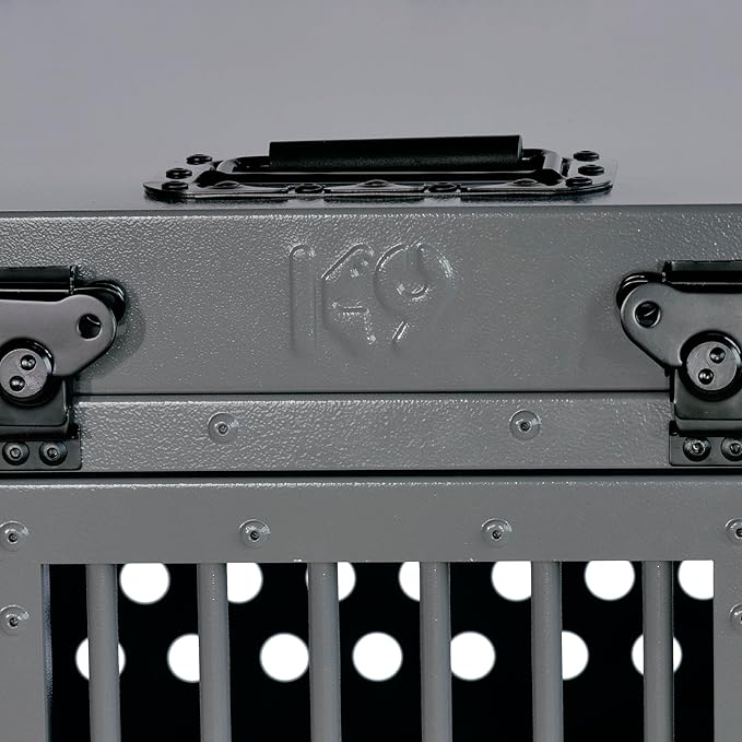 Heavy Duty Fully Collapsible Powder-Coated Aluminum Dog Crate - Medium-Long (Gray)