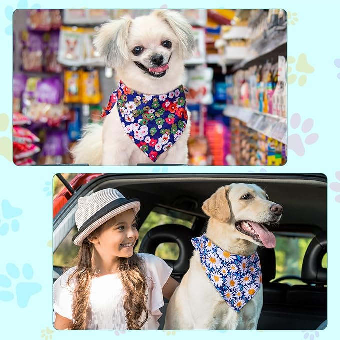 Amylove 120 Pcs Halloween Dog Bandanas Bulk Thanksgiving Day Holiday Triangle Dog Pack Puppy Kerchief Bandana Adjustable Pet Scarf for Pet Cat Costume Accessories Decor(Flower)
