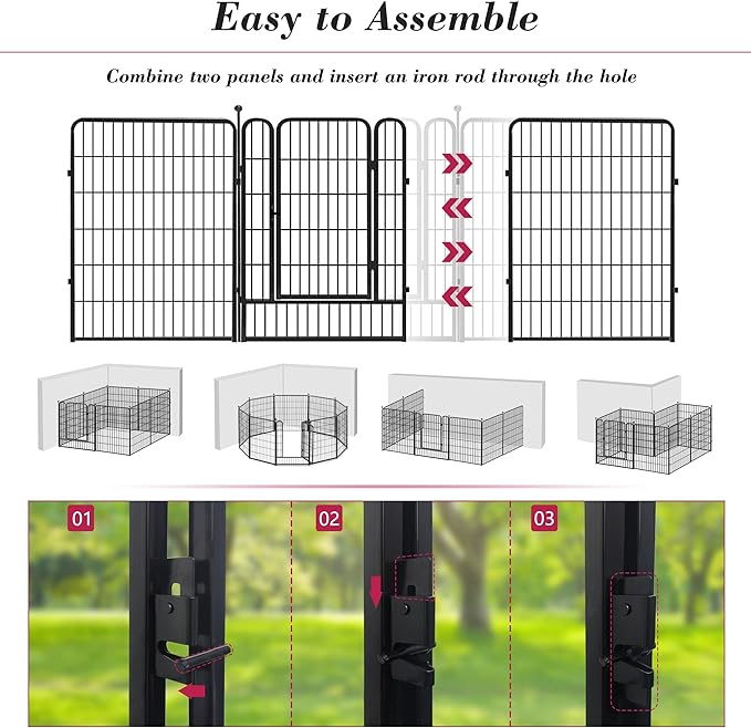Dog Playpen 40 inch 22 Panels Indoor Outdoor Dog Pen for Large/Medium/Small Dogs Heavy Duty Metal Dog Fence Outdoor for Yard, Puppy Playpen with Door Portable Pet Fence for RV Camping Yard