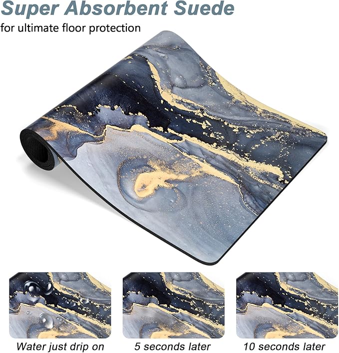 Rnivvi Dog Food Mat, 16" x 24" Marble Absorbent Dog Cat Bowl Mat for Food and Water, Cute Anti-Slip Rubber Pet Feeding Rug Protect Floors, Puppy Placemat for Feeding & Watering Supplies, Grey