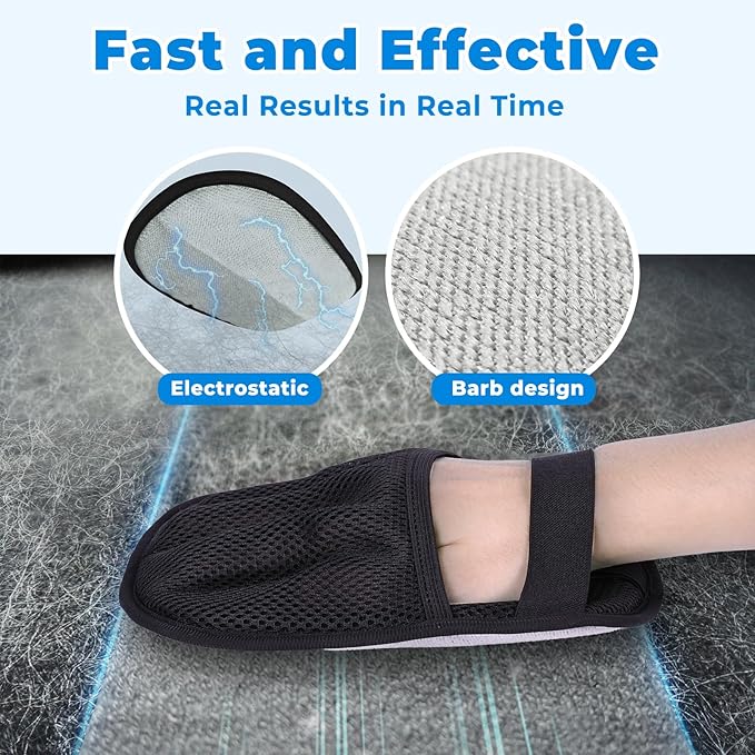 GRENTY Magic Brush Pet Hair Remover (2 Pcs), Upgraded Five-Finger Electrostatic Pet Hair Removal Gloves, Dogs & Cats Pet Hair Removal Tools for Clothing, Carpet, Sofa Gaps, Car Seat