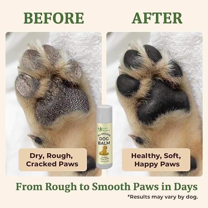 Earth’s Daughter Dog Paw Balm – Organic Paw & Nose Protector with Beeswax, Coconut & Calendula – Itch Relief & Natural Skin Care for Dogs & Puppies – Travel Essential – 0.56oz