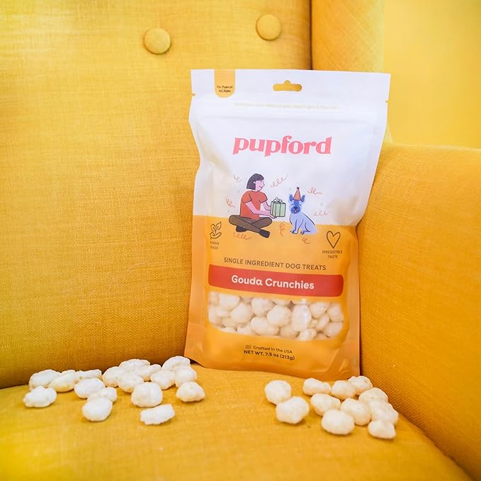 Pupford Cheese Crunchies, All-Natural, Healthy, Freeze Dried, Single-Ingredient Treat for Dogs & Puppies (Gouda, 7.50 oz)