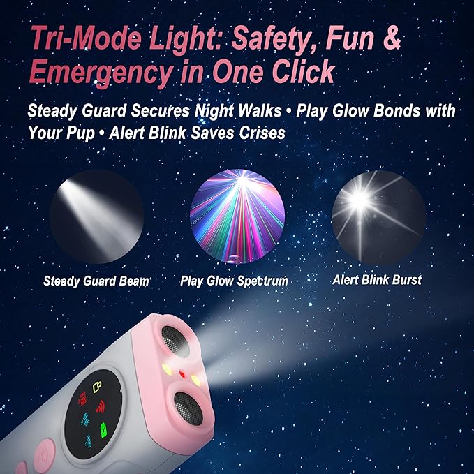 Dog Bark Deterrent Device-2X High-Power Emitters | Anti Barking with 5 Training Modes, 50ft Range, Shock Collar Alternative, 1500mAh Battery, LED Display, Safe Ultrasonic Bark Shield for Dogs (Pink)