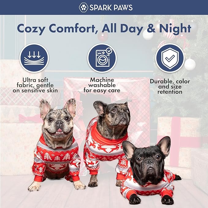 Spark Paws Dog Christmas Pajama, Dog Recovery Suit Male, Onesie, Ultra-Soft and 4-Way Stretch, for Small Medium and Large Breeds - Winter Wonderland - 4XL