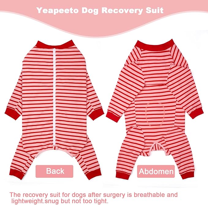 Yeapeeto Dog Onesie Surgery Recovery Suit for Large Medium Bodysuit Dogs Pajamas PJS Full Body for Shedding, Prevent Licking, Wound Protection, Cone Alternative… (Red Pink, 7X-Large (Pack of 1))