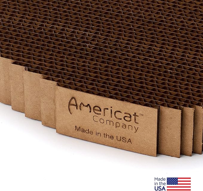 Cat Scratcher by Americat – Made in USA Cardboard Scratching Pad & Lounger – X Large, 2-Sided, Heavy, No-Shedding, Long-Lasting (Corner)