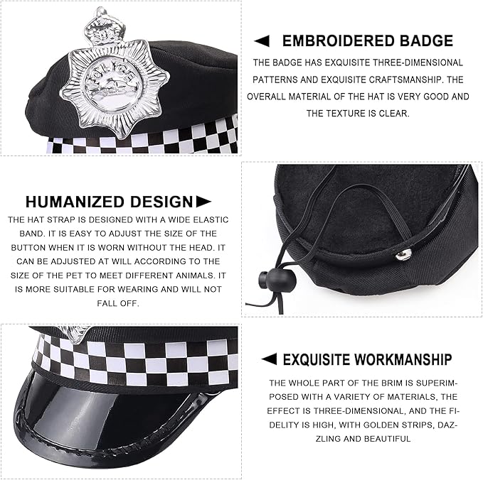 Yewong Pet Police Costume Accessory Set Pet Dog Cat Police Hat Badge Aviator Sunglasses Pet Dress Up Kit for Halloween Christmas Cosplay Role Play Party (Set-C)