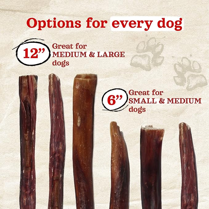 Natural Farm Power Bully Sticks Dog Chews (6”,15-Pack), 2-in-1 Power Chews: Premium Beef Cheek Wrapped in Beef Pizzle, Long-Lasting, Great Dog Dental Treats for Small, Medium & Large Dogs