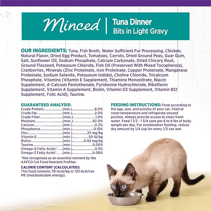 Wellness Complete Health Minced Adult Wet Cat Food, Natural, Protein-Rich, Grain Free, 5.5 Ounce, 24 Pack, (Tuna Entrée)