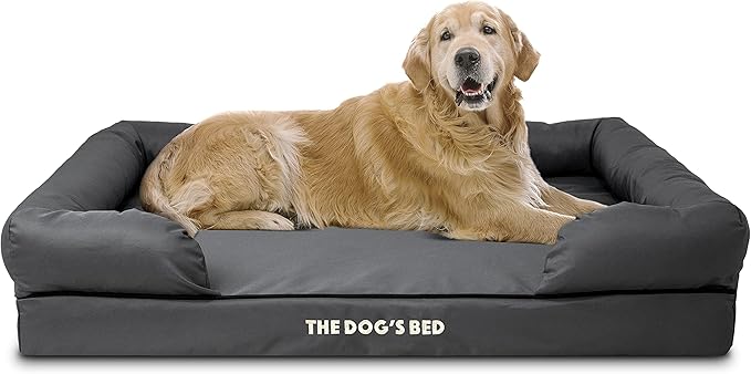 The Dog’s Bed XL Grey, Memory Foam, Pain Relief: Arthritis, Hip & Elbow Dysplasia, Post Surgery, Lameness, Supportive, Calming, Waterproof Washable Cover