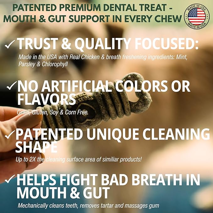 Loving Pets Ora-Bone™ Dental Chews for Dogs – USA Made Dog Dental Sticks with Parsley & Mint – Patented Shape to Reduce Plaque, Tartar, Massage Gums & Freshen Breath (Large Dogs 15 oz.)