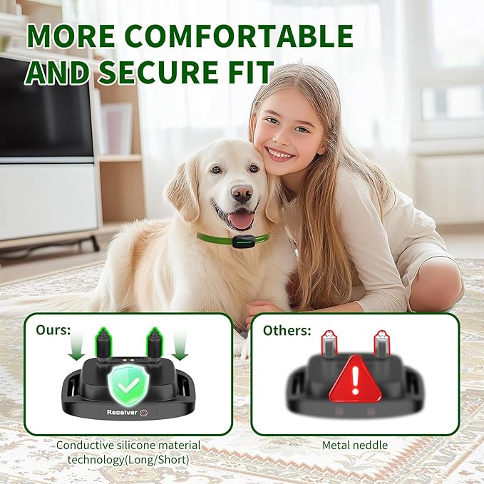 Dog Training Shock Collar 4000FT Dog Bark Collar with Remote IP67 Waterproof 4 Training Modes Beep Vibration Shock Light Mode Magnetic Charger Electric Dogs Collar 8-25 inches Double shock Olive Green