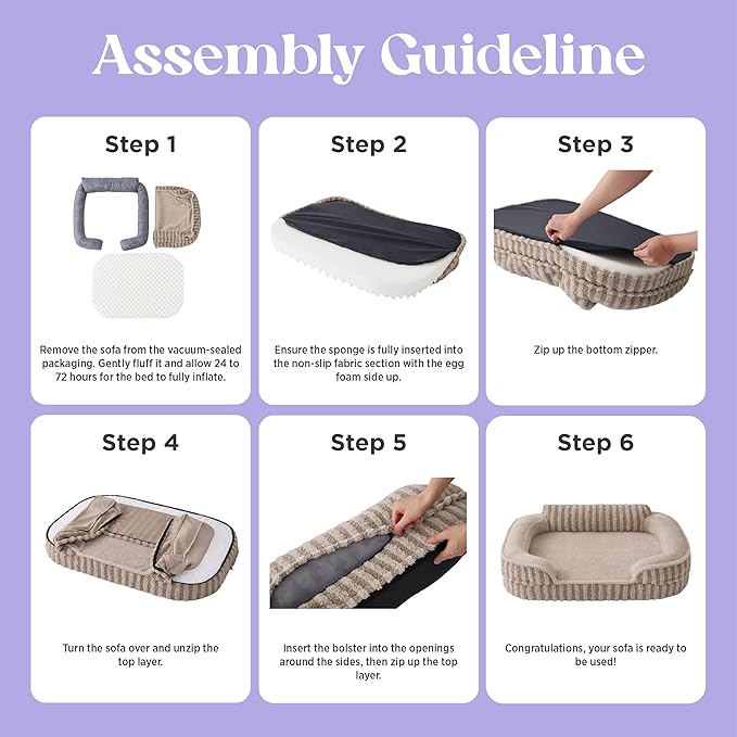 LE SURE Cute Dog Bed for Small Dogs, Orthopedic Waterproof Small Pet Beds with Sides, High Back Non-Slip Bottom and Egg-Crate Foam Puppy Couch Sofa with Washable Removable Cover, Grey