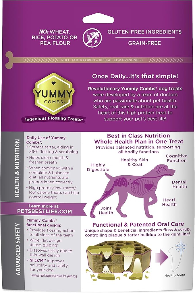Dog Dental Treats – Vet VOHC Approved – Delicious Chicken Protein – Removes Tartar with Cleaning Comb Shape – Dental Dog Treats for Small Dogs (12oz, 21 Count)