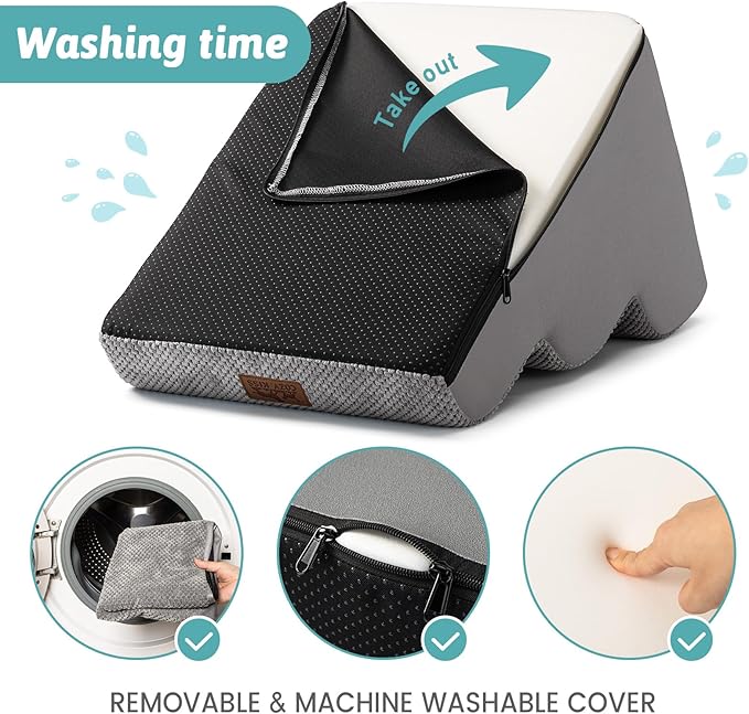 Dog Stairs for Small Dogs 19.7" H, Curved Dog Step for Puppy, Older or Cat, Medium Pet Ramp for Sofa, Couch or Bed, Ladder with High Density Foam, 4 Step, 15.7x28.3x19.7 inch, Grey