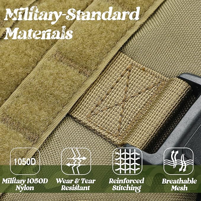 rabbitgoo Tactical Dog Harness for Small, Heavy Duty Pet Harness with Handle, No-Pull Service Vest Small Breed, Adjustable Military Dog Vest for Training Hunting Walking, Brown, S