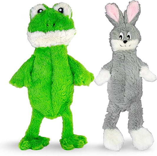 FGA MARKETPLACE Frog-Grey Rabbit Flat NO Stuffing NO Squeak Plush Dog Toy, Funny Style Will Entertain Your Pet for Hours, Recommended for Small and Medium Dog 21 INCH Long
