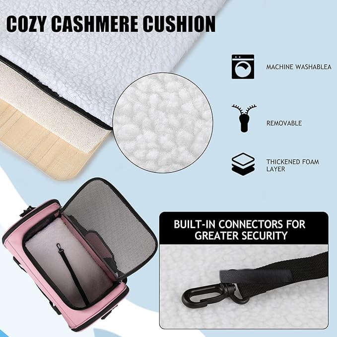 Cat Carriers Soft-Sided,Pet Carrier for Small Cats Dogs Puppies up to 1-15 LBS,TSA Airline Approved, (Medium,Pink)