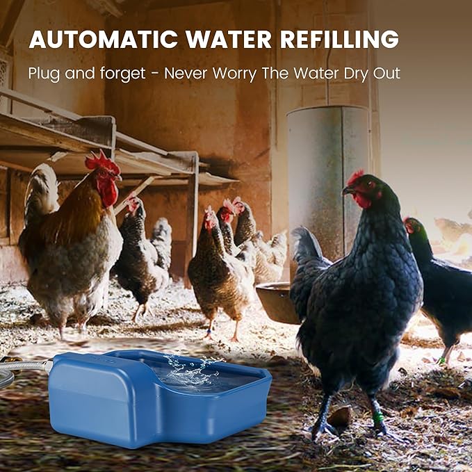 Automatic Water Dispenser for Dogs/Cats, 1 Gallon Auto-Fill Dog Water Bowl Dispenser for Indoor/Outdoor, Large Water Feeder for Pets/Livestock, BPA-Free, Wide Mouth, Fits GHT 3/4" Faucet, Blue