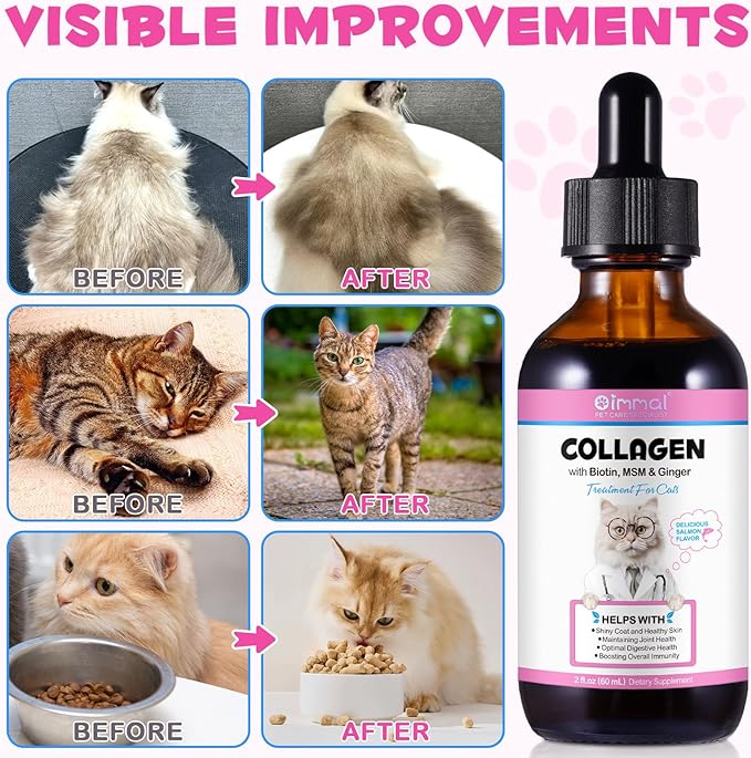 Collagen for Cats, Skin and Coat Supplement for Cats, Liquid Itch Relief with Allergies, Support Immunity, Joint Health, Cat Collagen Supplement