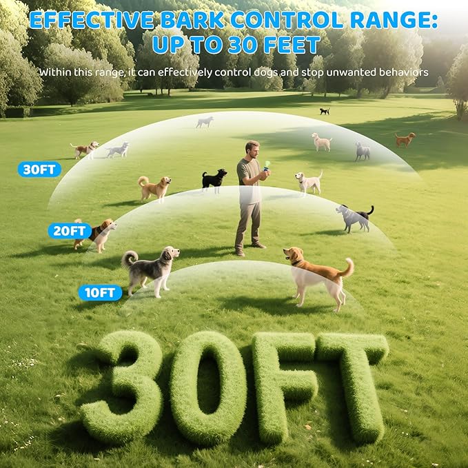 SAMULE Ultrasonic Dog Bark Deterrent Device 30 FT Handheld Anti Barking Control Device LED Barkshield for Dogs Puppy Training Tools with 5 Modes & USB-C Rechargeable for Indoor Outdoor