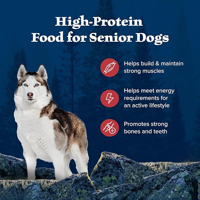 Blue Buffalo Wilderness Rocky Mountain Recipe High-Protein Senior Dry Dog Food, Made in The USA with Natural Ingredients Plus Wholesome Grains, Red Meat, 22-lb. Bag