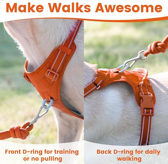 No Pull Dog Harness, Reflective Puppy Vest for Small Medium Large Sized Dog(Orange,XL)