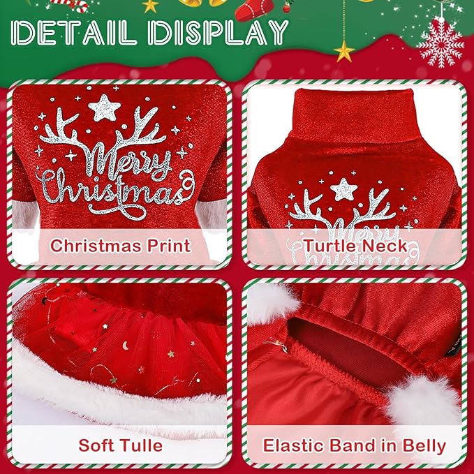 Dog Christmas Dress Light Up Pet Christmas Costume Outfit Fall Winter Puppy Sweaters for Small Dogs Girl Cat Clothes Pet Apparel