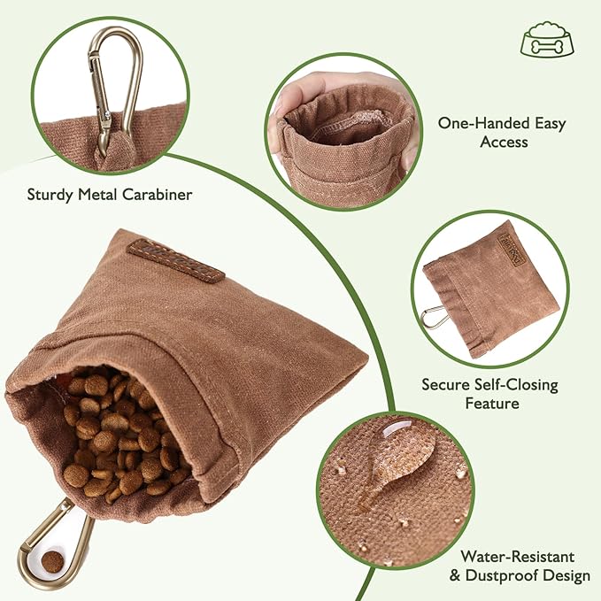 ETIAL Dog Treat Pouch,Portable Puppy Dog Training Treat Bag,Hand Free Dog Walking Bag,Auto Closing Pet Feed Snack Reward Pocket,Dog Food Dispenser for Pet Puppy Travel or Outdoor Use