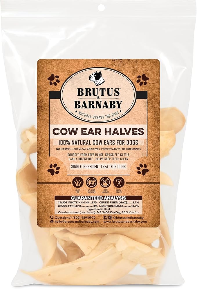 Cow Ears for Dogs – Thick Cut, Grass-Fed Angus Beef, All-Natural No-Rawhide Dog Treat Alternative