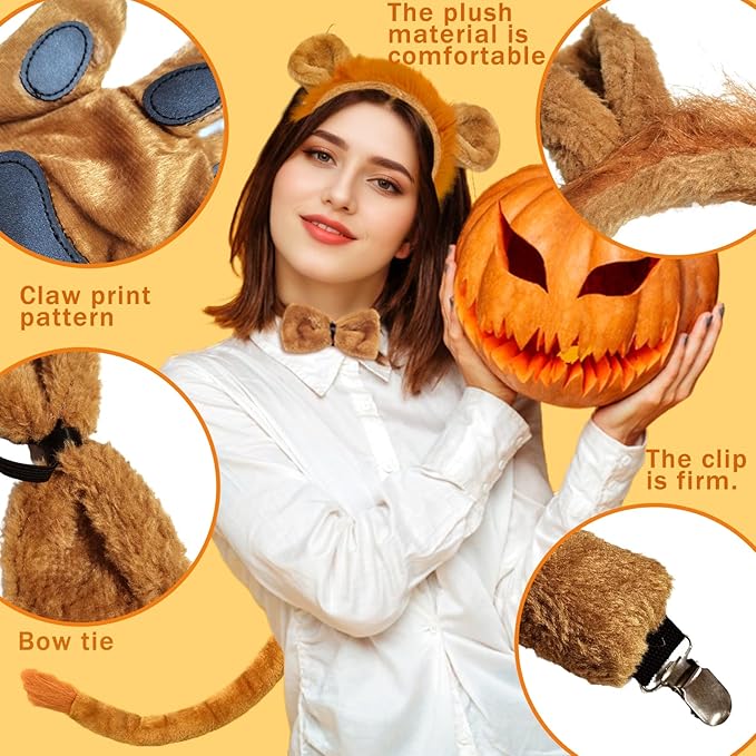 ONEPEACE Halloween Animal Costume Accessory Set for Halloween Party, Birthday, Christmas, Cosplay Animal Fancy Dress up