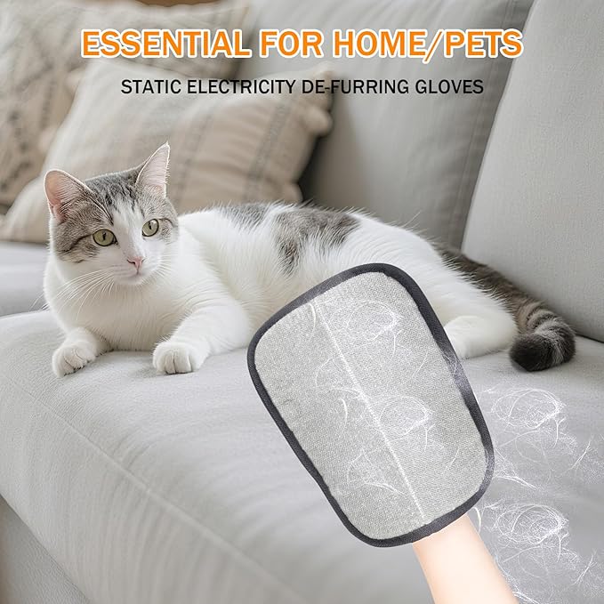 TailWag Treats & Tools 3-Pack Pet Hair Removal Glove for Dogs & Cats, Newly Upgraded Reusable Electrostatic Pet Hair Gloves, Pet Hair Remover Tool for Clothing, Couch, Carpet, Car Seat