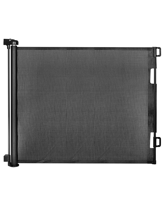 Retractable Baby Gate for Doorways and Stairs, Mesh Safety Gate for Pet, Indoor & Outdoor Use, One-Hand Operation, Easy Installation, 33.6" Tall, Expands to 55" Wide（Black,33.6"x55")