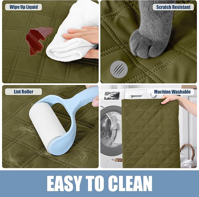 Smiry Waterproof Dog Blanket, Reversible Dog Bed Cover Pet Blanket, Soft Pet Couch Covers for Sofa Washable, Bed Couch Sofa Furniture Protector for Puppy Cat Kids (82"x82", Green/Navy)