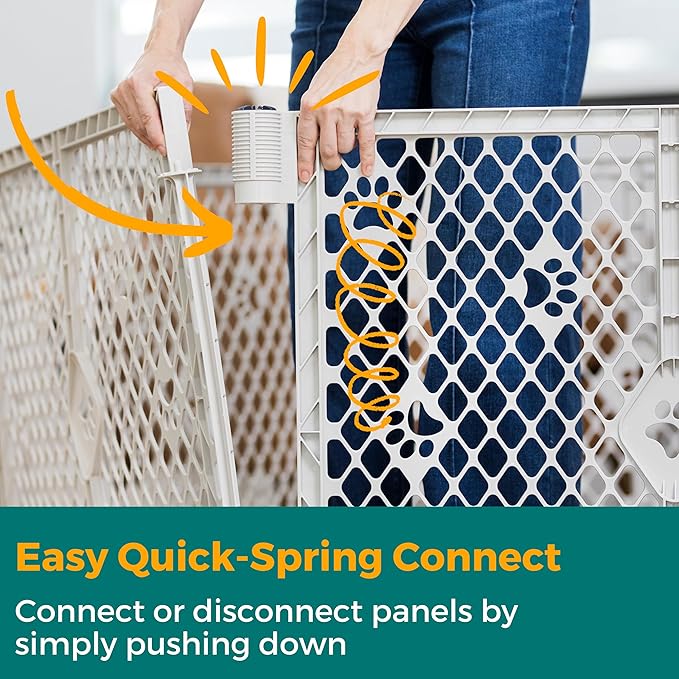 MyPet 8-Panel Paws Petyard, Gray Dog Playpen, Durable & UV-Resistant Puppy Playpen, Indoor/Outdoor Portable Dog Pen, Adjustable for Your Pet's Comfort, Friendly Design for Happy Pets