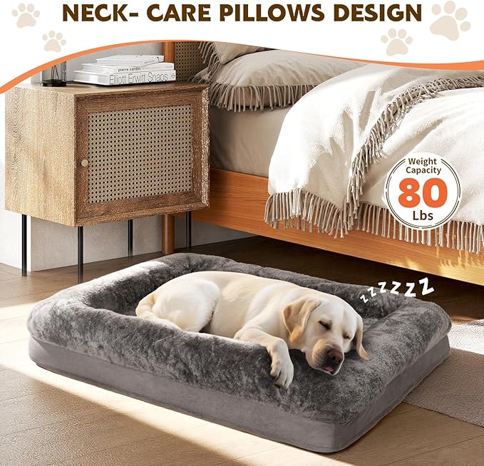 Dog Bed Medium to Large Dogs - Waterproof Couch with Removable Washable Cover and Egg Crate Foam Comfort Cage Beds Zipper Non-Slip Bottom Pad Bite-Proof
