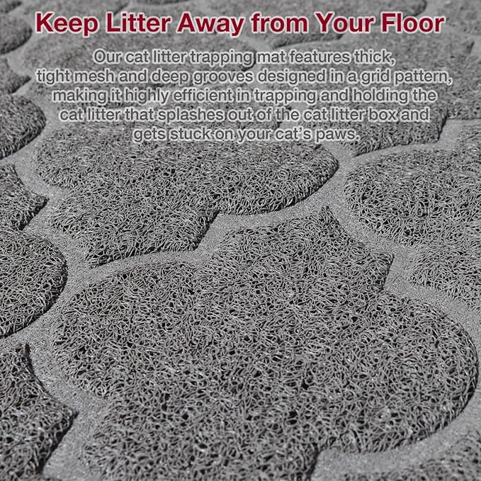 Cat Litter Mat for Box, Non-Slip, Less Waste Cat Litter Box Mat,Door mats, Entrance mats，Waterproof, Anti Slip, and pet Urine Resistant，47" x 36" Grey