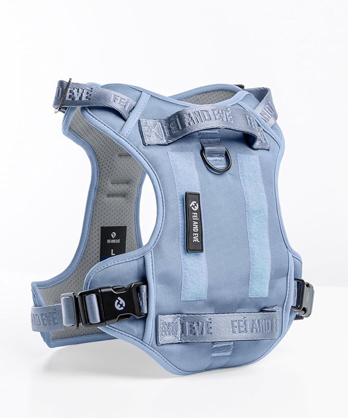2025 New Edition, Fei & Eve Classic Dog Harness - Quick-Release Buckles | 3-Point No-Pull Control | Heavy-Duty 900D Nylon | Dual Safety Handles | Breathable Mesh | Adjustable Fit | Medium,Blue