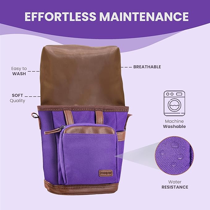 BEAU&FUR Large Dog Treat Pouch with Clicker for Training – 4 Cup Capacity, Built-In Poop Bag Dispenser, Expandable Pocket, Metal Buckle, Large Back Pocket, Ideal Design for Walks and Training – Purple