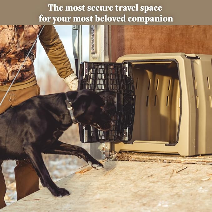 Lucky Dog Kennel, Durable Crash Tested Portable Dog Crates, Large, Tan